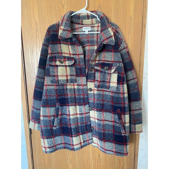 Plaid button down wool jacket  (Arizona jean co) - Picture 1 of 3